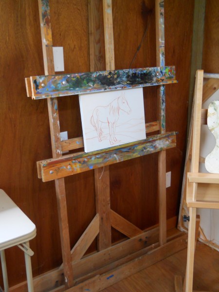 Home-made easel.  Simple but effective!