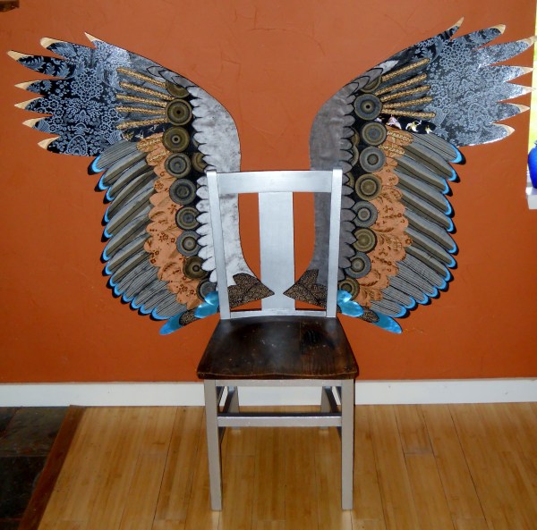 Winged Chair 54" x 62" Mixed Medium: wood, paint, fabric.