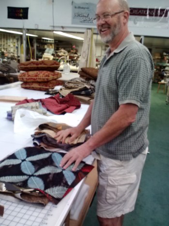 Helpful Mike! Take note of the fabric he's holding for me. You'll see it again in a minute.