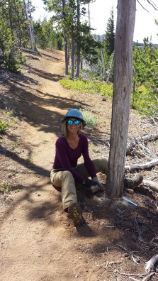 This trail volunteer was sawing a dead tree by hand so it would't bump a horse's pack as it went by. Very conscientious!
